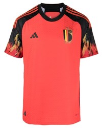 rotes bedrucktes T-Shirt mit einem Rundhalsausschnitt von adidas