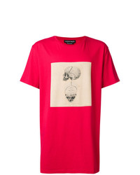 rotes bedrucktes T-Shirt mit einem Rundhalsausschnitt von Alexander McQueen