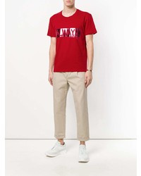rotes bedrucktes T-Shirt mit einem Rundhalsausschnitt von Valentino