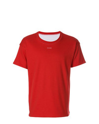 rotes bedrucktes T-Shirt mit einem Rundhalsausschnitt von Alyx
