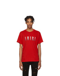 rotes bedrucktes T-Shirt mit einem Rundhalsausschnitt von Amiri