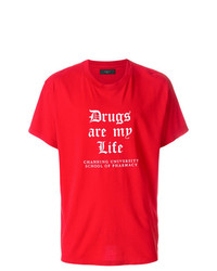 rotes bedrucktes T-Shirt mit einem Rundhalsausschnitt von Amiri