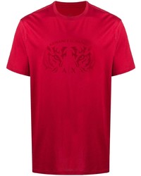 rotes bedrucktes T-Shirt mit einem Rundhalsausschnitt von Armani Exchange