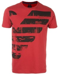 rotes bedrucktes T-Shirt mit einem Rundhalsausschnitt von Armani Jeans