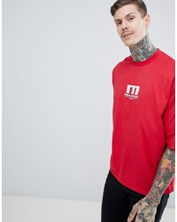 rotes bedrucktes T-Shirt mit einem Rundhalsausschnitt von ASOS DESIGN