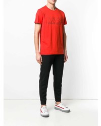 rotes bedrucktes T-Shirt mit einem Rundhalsausschnitt von BOSS HUGO BOSS