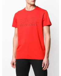 rotes bedrucktes T-Shirt mit einem Rundhalsausschnitt von BOSS HUGO BOSS