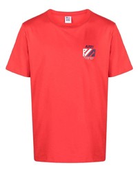 rotes bedrucktes T-Shirt mit einem Rundhalsausschnitt von AUTRY