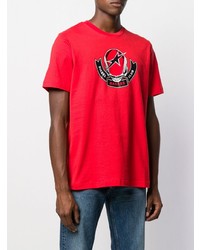 rotes bedrucktes T-Shirt mit einem Rundhalsausschnitt von Diesel