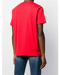 rotes bedrucktes T-Shirt mit einem Rundhalsausschnitt von Diesel