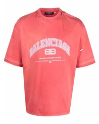 rotes bedrucktes T-Shirt mit einem Rundhalsausschnitt von Balenciaga