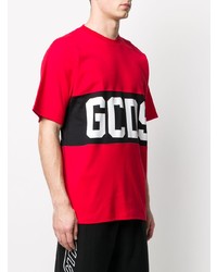 rotes bedrucktes T-Shirt mit einem Rundhalsausschnitt von Gcds