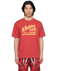 rotes bedrucktes T-Shirt mit einem Rundhalsausschnitt von BAPE