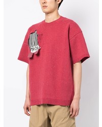 rotes bedrucktes T-Shirt mit einem Rundhalsausschnitt von JW Anderson