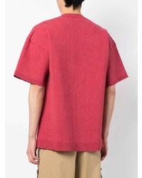 rotes bedrucktes T-Shirt mit einem Rundhalsausschnitt von JW Anderson