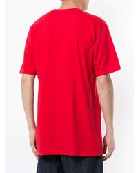 rotes bedrucktes T-Shirt mit einem Rundhalsausschnitt von Supreme