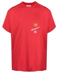 rotes bedrucktes T-Shirt mit einem Rundhalsausschnitt von BEL-AIR ATHLETICS