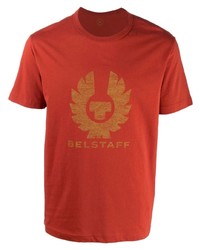 rotes bedrucktes T-Shirt mit einem Rundhalsausschnitt von Belstaff
