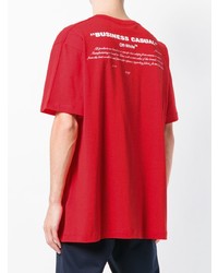 rotes bedrucktes T-Shirt mit einem Rundhalsausschnitt von Off-White