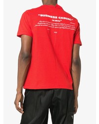 rotes bedrucktes T-Shirt mit einem Rundhalsausschnitt von Off-White