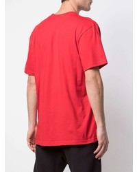 rotes bedrucktes T-Shirt mit einem Rundhalsausschnitt von Supreme