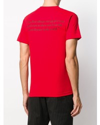rotes bedrucktes T-Shirt mit einem Rundhalsausschnitt von Pleasures