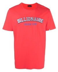 rotes bedrucktes T-Shirt mit einem Rundhalsausschnitt von Billionaire