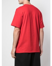 rotes bedrucktes T-Shirt mit einem Rundhalsausschnitt von Supreme