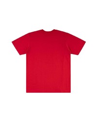 rotes bedrucktes T-Shirt mit einem Rundhalsausschnitt von Supreme