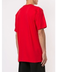 rotes bedrucktes T-Shirt mit einem Rundhalsausschnitt von Supreme