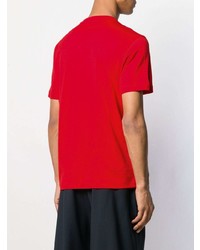 rotes bedrucktes T-Shirt mit einem Rundhalsausschnitt von Versace