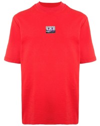 rotes bedrucktes T-Shirt mit einem Rundhalsausschnitt von Boramy Viguier
