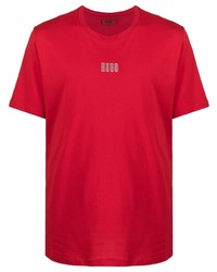 rotes bedrucktes T-Shirt mit einem Rundhalsausschnitt von BOSS HUGO BOSS