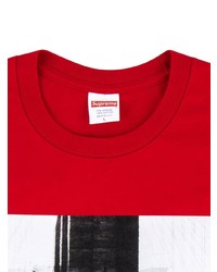 rotes bedrucktes T-Shirt mit einem Rundhalsausschnitt von Supreme