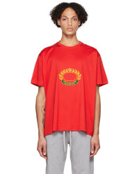 rotes bedrucktes T-Shirt mit einem Rundhalsausschnitt von Burberry