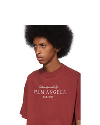 rotes bedrucktes T-Shirt mit einem Rundhalsausschnitt von Palm Angels