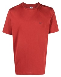 rotes bedrucktes T-Shirt mit einem Rundhalsausschnitt von C.P. Company
