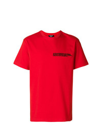rotes bedrucktes T-Shirt mit einem Rundhalsausschnitt von Calvin Klein 205W39nyc