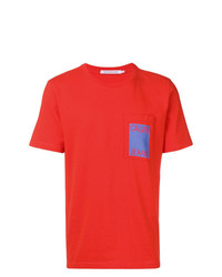 rotes bedrucktes T-Shirt mit einem Rundhalsausschnitt von Calvin Klein Jeans