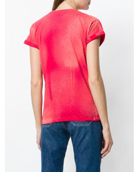 rotes bedrucktes T-Shirt mit einem Rundhalsausschnitt von Forte Dei Marmi Couture