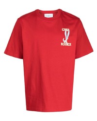 rotes bedrucktes T-Shirt mit einem Rundhalsausschnitt von Casablanca