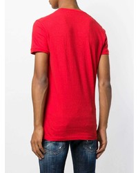 rotes bedrucktes T-Shirt mit einem Rundhalsausschnitt von DSQUARED2