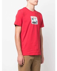 rotes bedrucktes T-Shirt mit einem Rundhalsausschnitt von Diesel