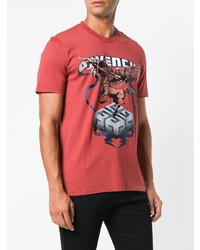 rotes bedrucktes T-Shirt mit einem Rundhalsausschnitt von Givenchy