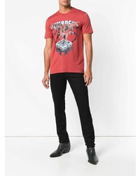 rotes bedrucktes T-Shirt mit einem Rundhalsausschnitt von Givenchy