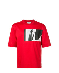 rotes bedrucktes T-Shirt mit einem Rundhalsausschnitt von Cerruti 1881
