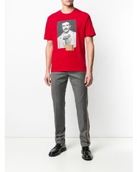 rotes bedrucktes T-Shirt mit einem Rundhalsausschnitt von Loewe