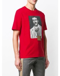 rotes bedrucktes T-Shirt mit einem Rundhalsausschnitt von Loewe