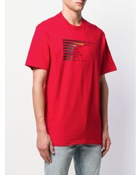 rotes bedrucktes T-Shirt mit einem Rundhalsausschnitt von Supreme