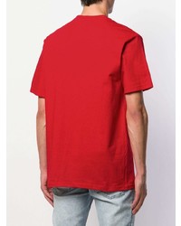 rotes bedrucktes T-Shirt mit einem Rundhalsausschnitt von Supreme